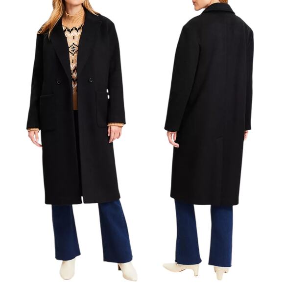 Ann Taylor LOFT Doubleface Double Breasted Modern Coat Black Size S - Picture 1 of 9
